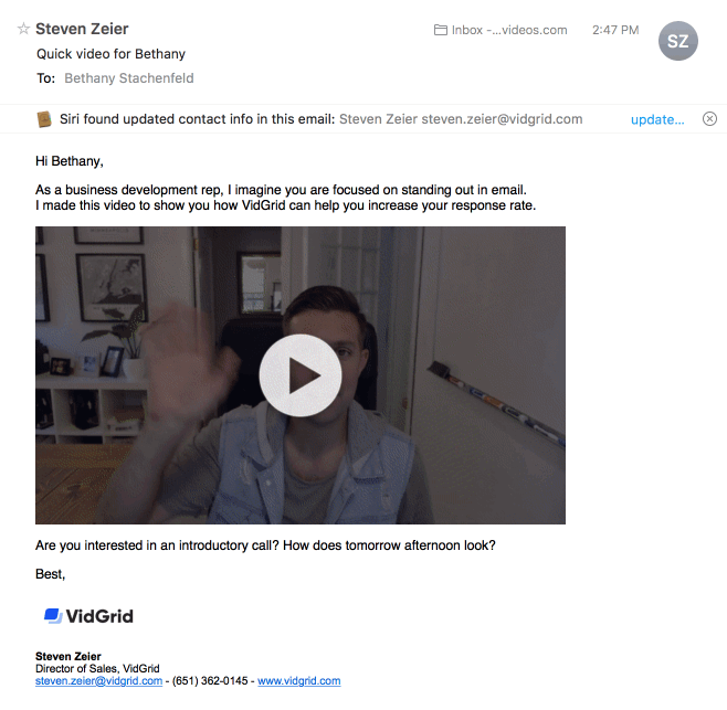 Video Email Example